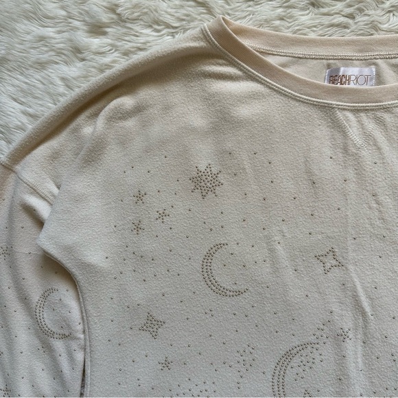 Beach Riot Sweater Moon and Stars Studded Embellished Long Sleeve Cream L - Picture 4 of 12